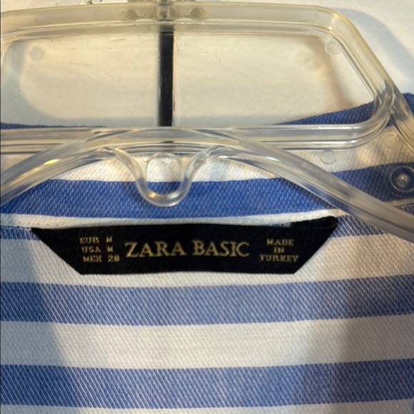 Zara Blue and White Relaxed Notched Collar Shirt - Picture 2 of 8